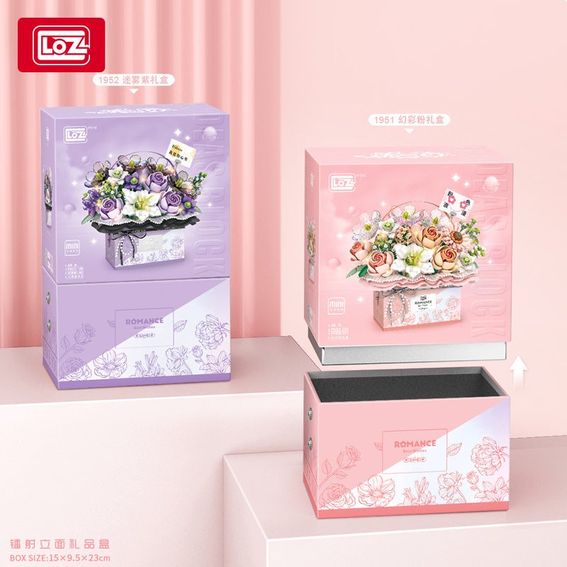 Loz1951 Bouquet Boutique Assembling Building Blocks Flower With Light For Girls Girlfriends Gift Toy Simulation Portable Flower Box 4 - Image 5