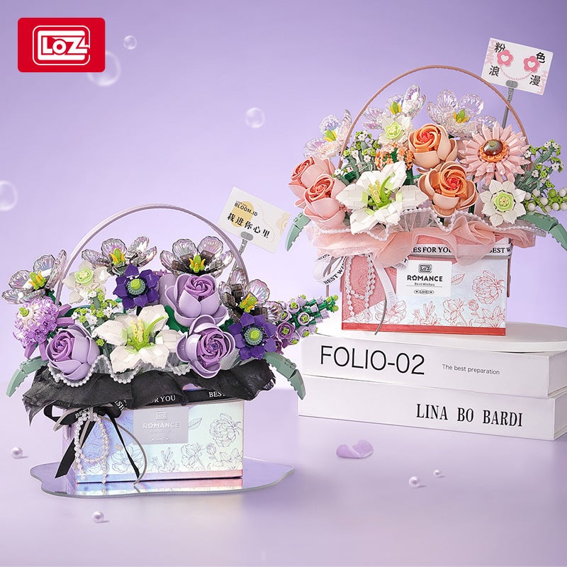 Loz1951 Bouquet Boutique Assembling Building Blocks Flower With Light For Girls Girlfriends Gift Toy Simulation Portable Flower Box 4 - Image 4