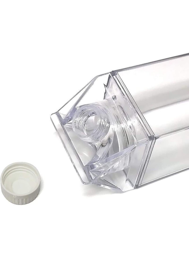 ChicAbode 2 Pack Milk Carton Water Bottle, Clear Square Milk Bottles, Lightweight Portable Water Bottle, Reusable and Easy to Clean, Suitable For Outdoor Sports Travel Camping Activities - Image 5