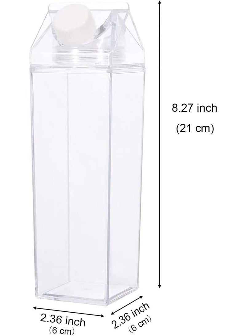 ChicAbode 2 Pack Milk Carton Water Bottle, Clear Square Milk Bottles, Lightweight Portable Water Bottle, Reusable and Easy to Clean, Suitable For Outdoor Sports Travel Camping Activities - Image 2