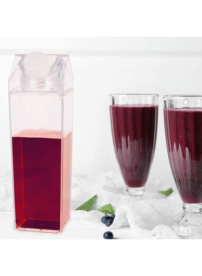 ChicAbode 2 Pack Milk Carton Water Bottle, Clear Square Milk Bottles, Lightweight Portable Water Bottle, Reusable and Easy to Clean, Suitable For Outdoor Sports Travel Camping Activities - Image 3