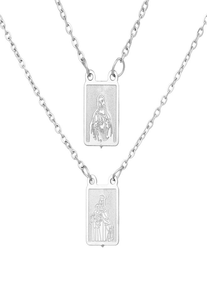 Ohmique Scapulars Catholic Necklace - Scapular Necklace Religious, Escapularios Catolicos Chain. Catholic Chain. Holy Carmel Stainless Steel Mary Jewelry Gifts for Women Men - Image 1