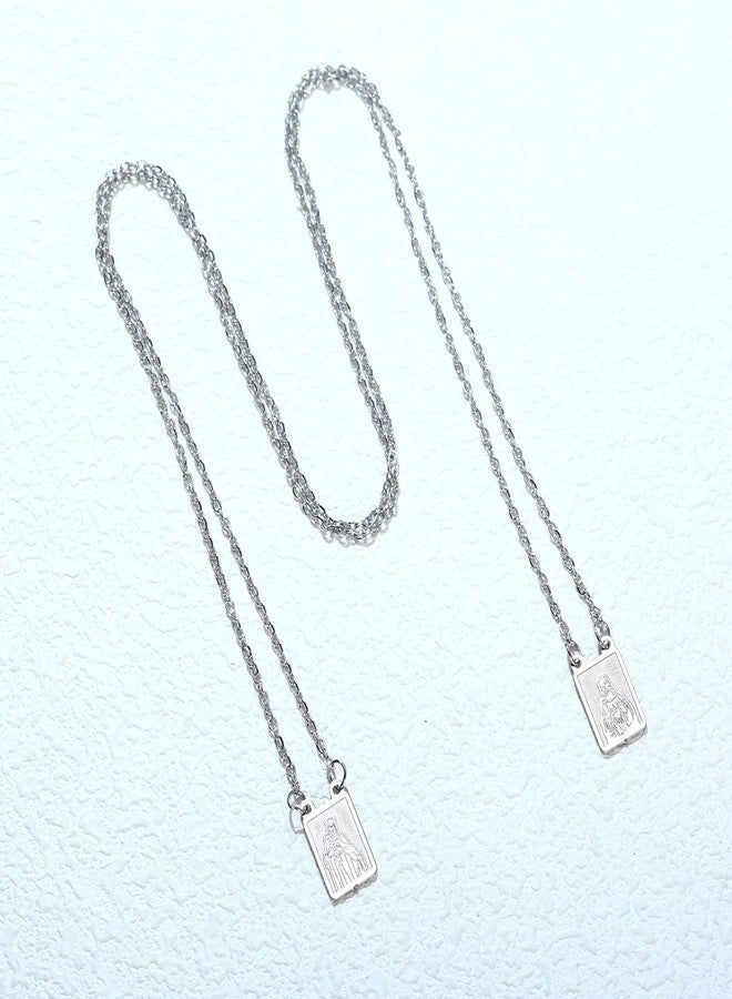Ohmique Scapulars Catholic Necklace - Scapular Necklace Religious, Escapularios Catolicos Chain. Catholic Chain. Holy Carmel Stainless Steel Mary Jewelry Gifts for Women Men - Image 3