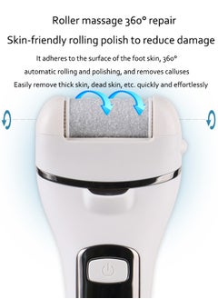 Arabest Electric Feet Callus Remover, Professional 18 in 1 Foot File Pedicure Kit Tools, Rechargeable Dry Dead Skin Foot Scraper with 3 Roller Heads & 2-Speed Power for Feet Hands Heels Spa (White)  - Image 3