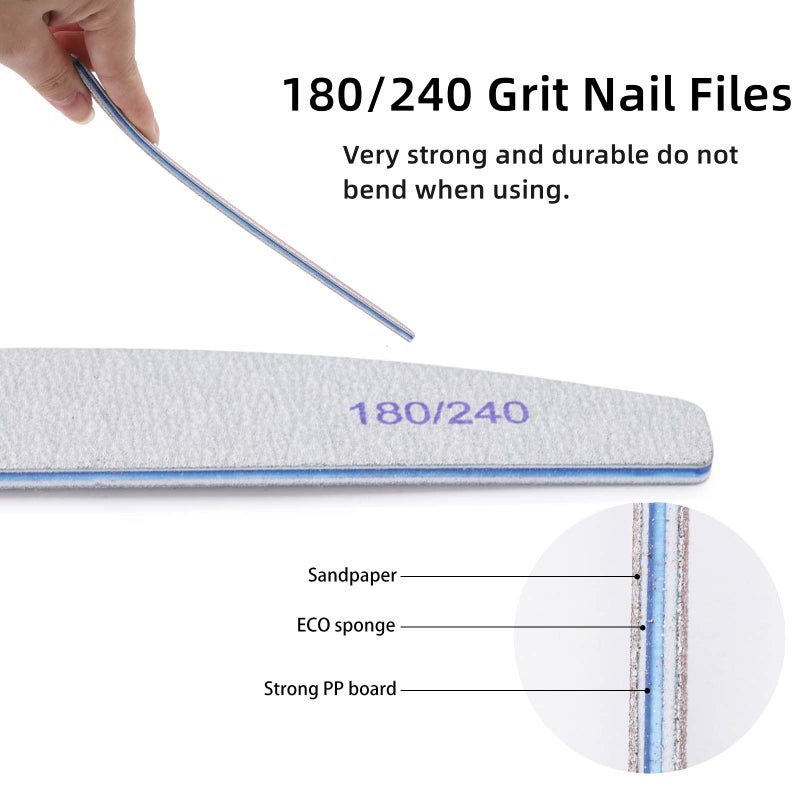 BTYMS 25 Pieces 180/240 Grit Nail Files for Natural Nails, Fingernail Files Double Sided Emery Boards for Nails - Image 4
