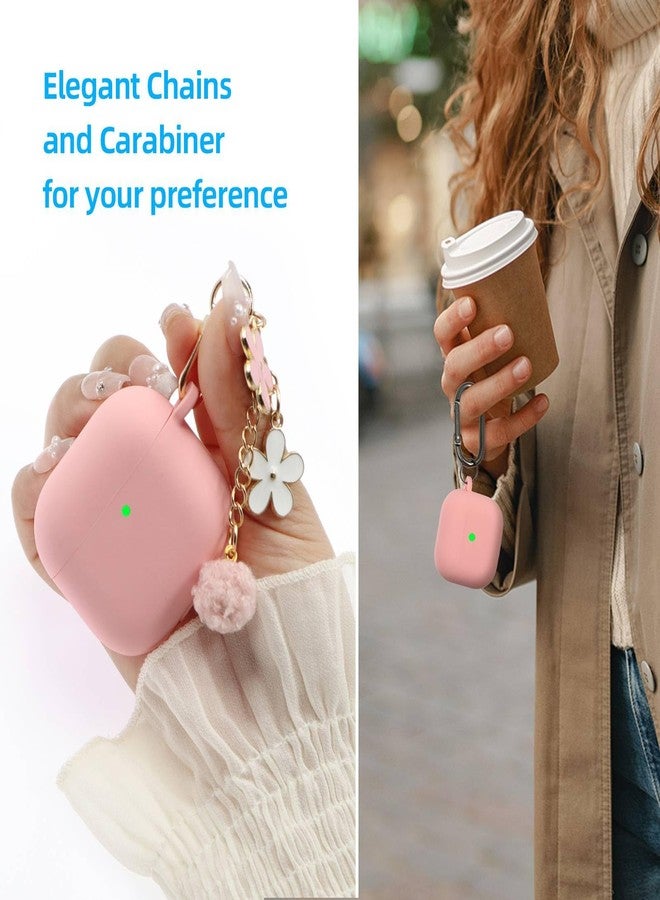 CASEFUN Compatible with AirPods 4th Generation Case, Soft Silicone Protective Case Cover with Cleaning Kit, Designed for 4th Generation (2024) with Keychain Accessories, Pink - Image 3