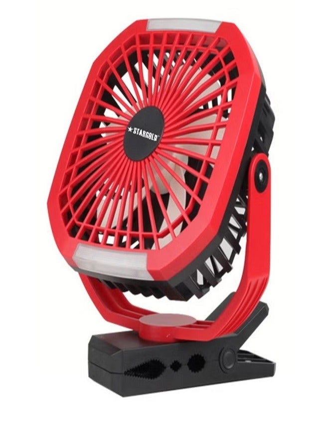 Stargold Rechargeable Clip Fan 8 Inch AC/DC With LED Light Red - Image 1