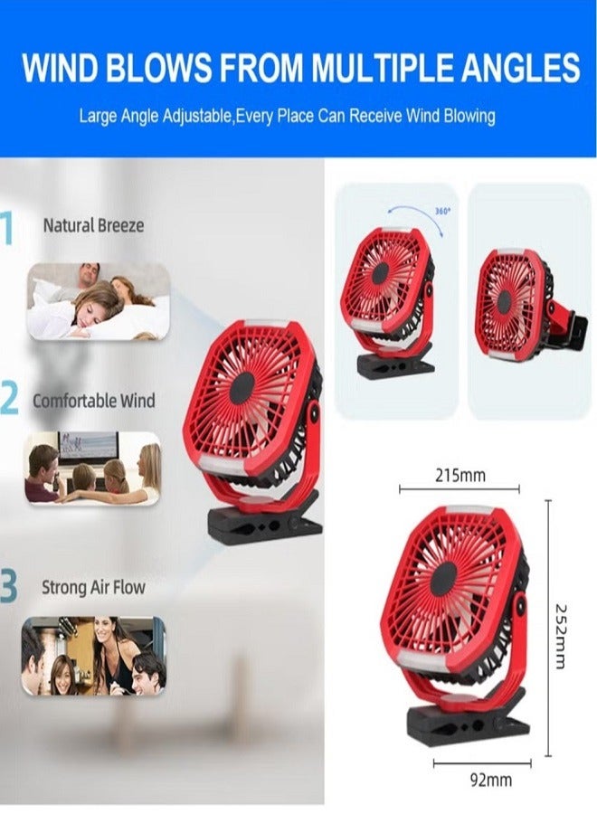 Stargold Rechargeable Clip Fan 8 Inch AC/DC With LED Light Red - Image 5