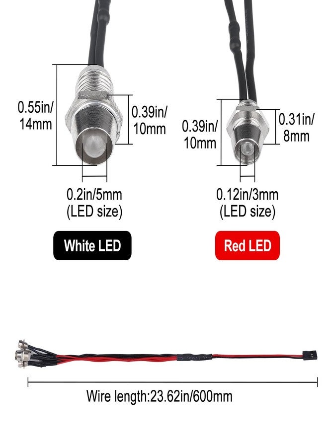 مجموعة مصابيح LED الأمامية والخلفية من AllinRC، متوافقة مع سيارات Traxxas وArrma وAxial SCX10 وRedcat RC4WD وHSP وTamiya RC (2 أحمر و2 أبيض) - Image 2