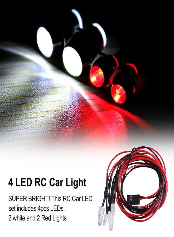 مجموعة مصابيح LED الأمامية والخلفية من AllinRC، متوافقة مع سيارات Traxxas وArrma وAxial SCX10 وRedcat RC4WD وHSP وTamiya RC (2 أحمر و2 أبيض) - Image 3