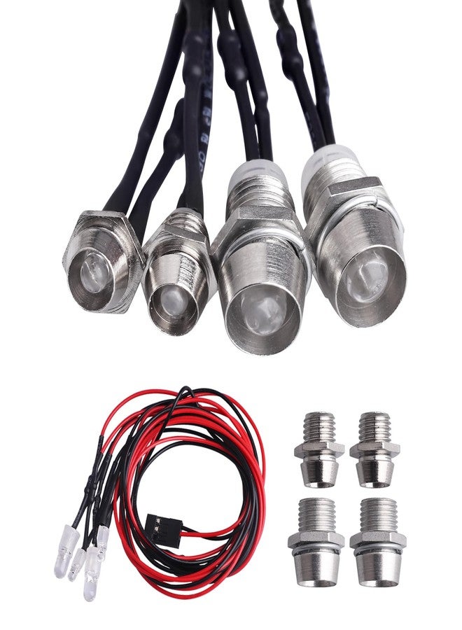مجموعة مصابيح LED الأمامية والخلفية من AllinRC، متوافقة مع سيارات Traxxas وArrma وAxial SCX10 وRedcat RC4WD وHSP وTamiya RC (2 أحمر و2 أبيض) - Image 1