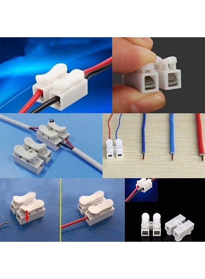 Push Quick Wire Cable Connector, 100pcs 10A 220V 2 Pin Push-in Spring Loaded Electrical Connectors for Lighting Electrical and Automotive Wiring Electricity - Image 4