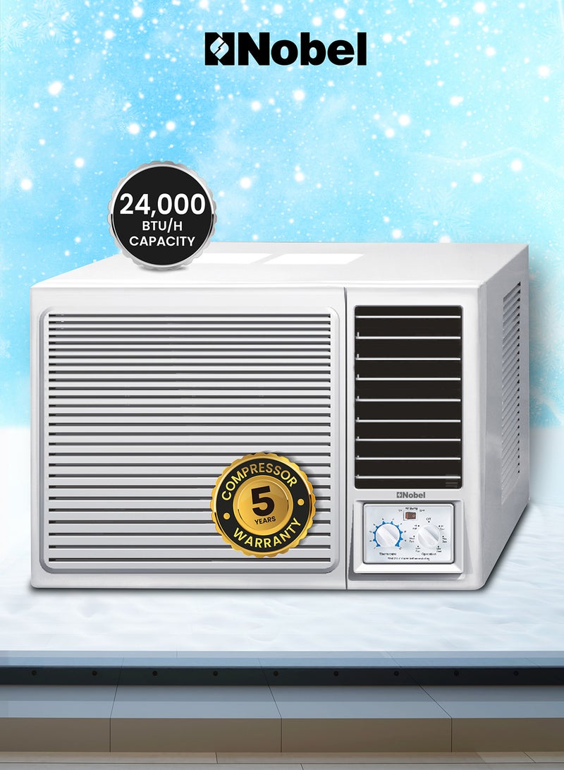 Nobel Powerful 24000 BTU Window Air Conditioner with R410A, Rotary Compressor, and T3 Climate Rating 3500 W NWAC24C White - Image 1