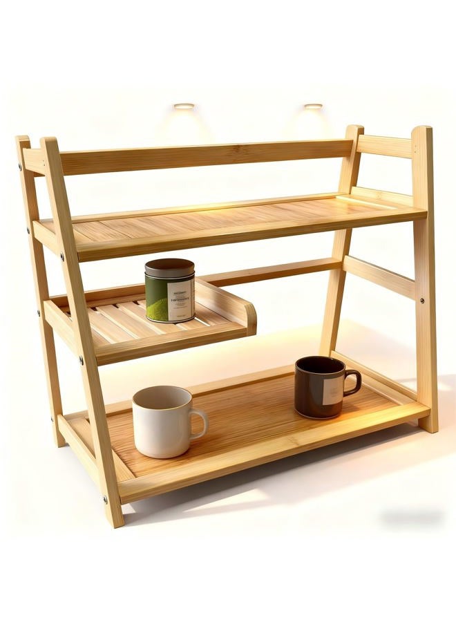 Lnncdsc Bamboo Matcha Station Organizer - Large Capacity 3-Tier Shelf, Easy to Install for Matcha and Coffee Bar Accessories, Perfect for Tea and Coffee Enthusiasts.(wood, large) - Image 1