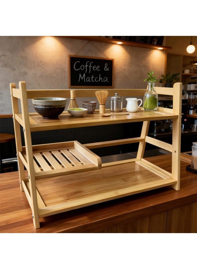 Lnncdsc Bamboo Matcha Station Organizer - Large Capacity 3-Tier Shelf, Easy to Install for Matcha and Coffee Bar Accessories, Perfect for Tea and Coffee Enthusiasts.(wood, large) - Image 5