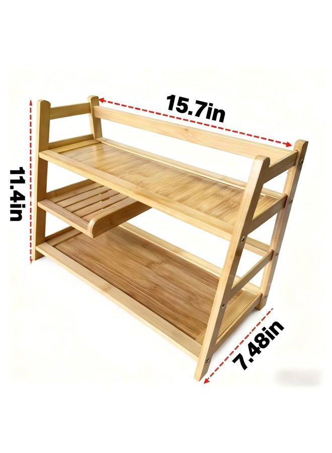 Lnncdsc Bamboo Matcha Station Organizer - Large Capacity 3-Tier Shelf, Easy to Install for Matcha and Coffee Bar Accessories, Perfect for Tea and Coffee Enthusiasts.(wood, large) - Image 3