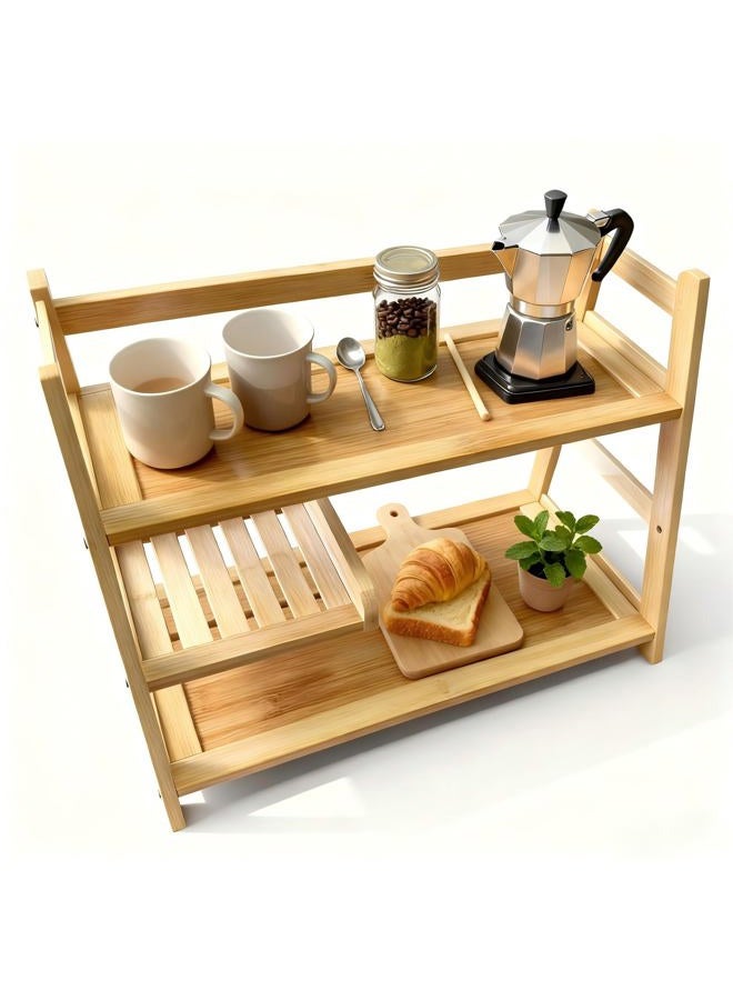 Lnncdsc Bamboo Matcha Station Organizer - Large Capacity 3-Tier Shelf, Easy to Install for Matcha and Coffee Bar Accessories, Perfect for Tea and Coffee Enthusiasts.(wood, large) - Image 4