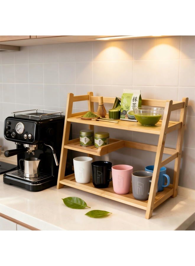 Lnncdsc Bamboo Matcha Station Organizer - Large Capacity 3-Tier Shelf, Easy to Install for Matcha and Coffee Bar Accessories, Perfect for Tea and Coffee Enthusiasts.(wood, large) - Image 2