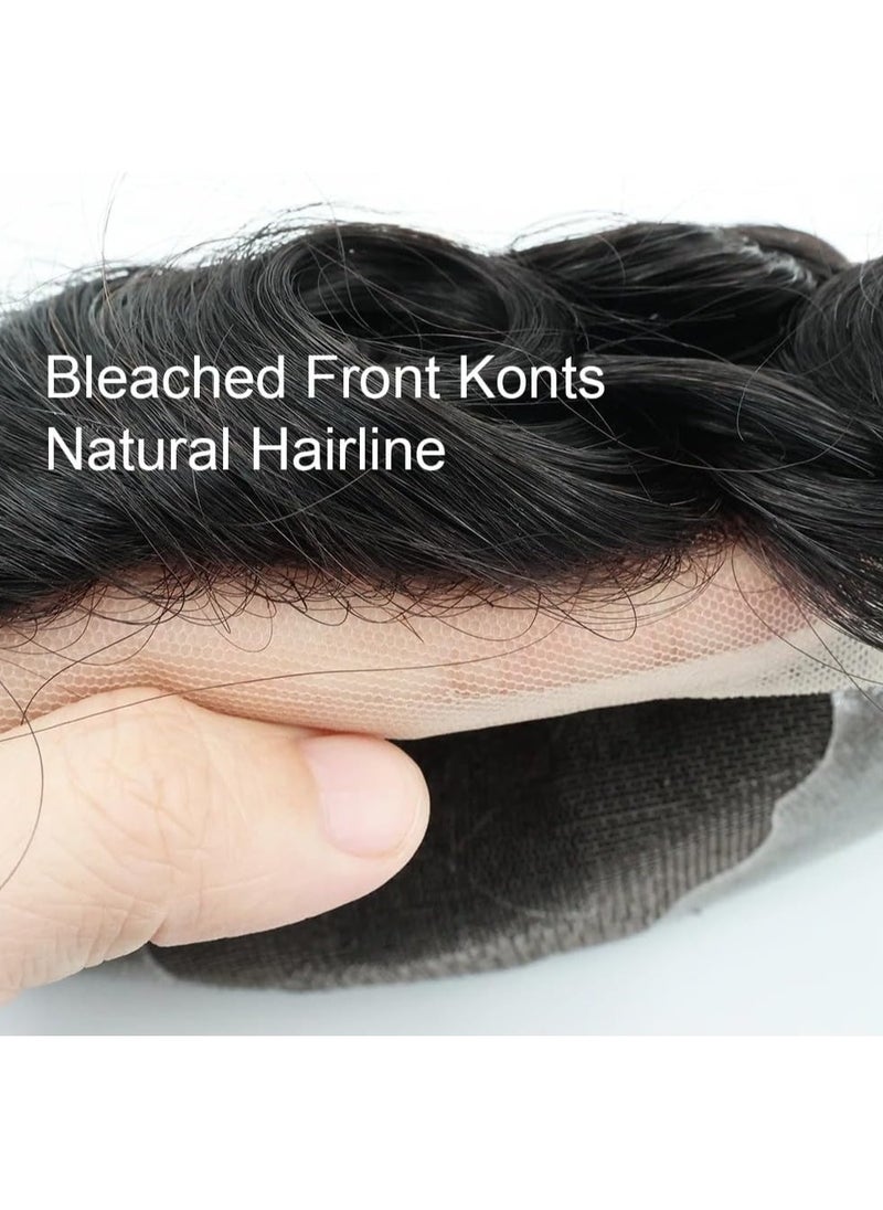 Estelle Men Natural Hair Toupee, Human Hair Q6 Swiss Lace Base PU Around Man Hair Replacement System, For Thin Or Hairloss  - Image 3