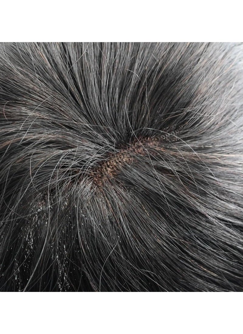 Estelle Men Natural Hair Toupee, Human Hair Q6 Swiss Lace Base PU Around Man Hair Replacement System, For Thin Or Hairloss  - Image 4