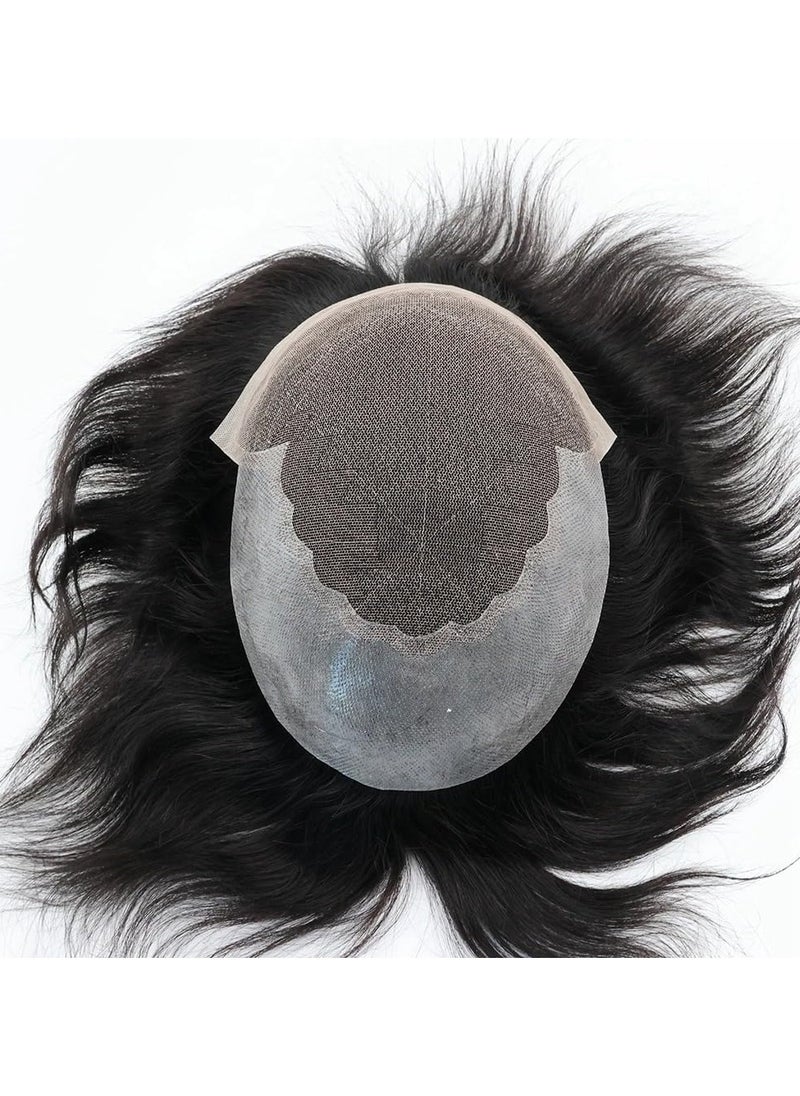 Estelle Men Natural Hair Toupee, Human Hair Q6 Swiss Lace Base PU Around Man Hair Replacement System, For Thin Or Hairloss  - Image 5