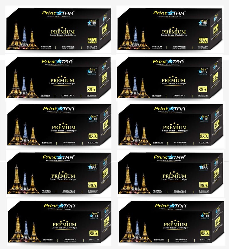 Print Star 88A Black Laser Toner Cartridge Compatible with HP Laserjet P1106, P1108, 1136, 1213, 1216, 9107, 1008, CC388A Single Colour Cartridge (Pack of 10) - Image 4