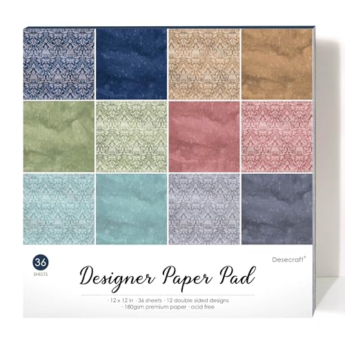 Desecraft Baroque Ornment 12x12 Scrapbook Paper Double Sided Cardstock 12x12 Paper for Scrapbooking, Card Making, Crafts, DIY Albums & Home Decor - Image 1