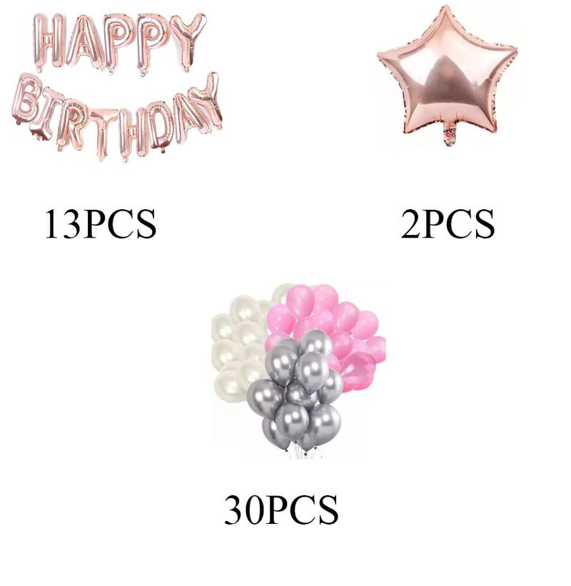SOI Rose Gold Birthday Decoration Kit Pack of - 45 | Balloons For Decoration Birthday Party | Birthday Decoration Items For Girl - Image 2