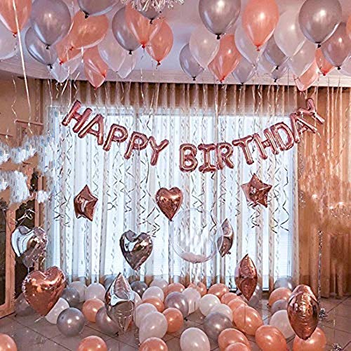 SOI Rose Gold Birthday Decoration Kit Pack of - 45 | Balloons For Decoration Birthday Party | Birthday Decoration Items For Girl - Image 1