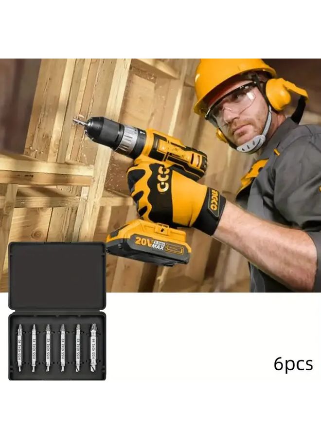 6 Pcs Heavy Duty High Speed Steel Double Ended Screw Extractor Tool Kit - Image 1