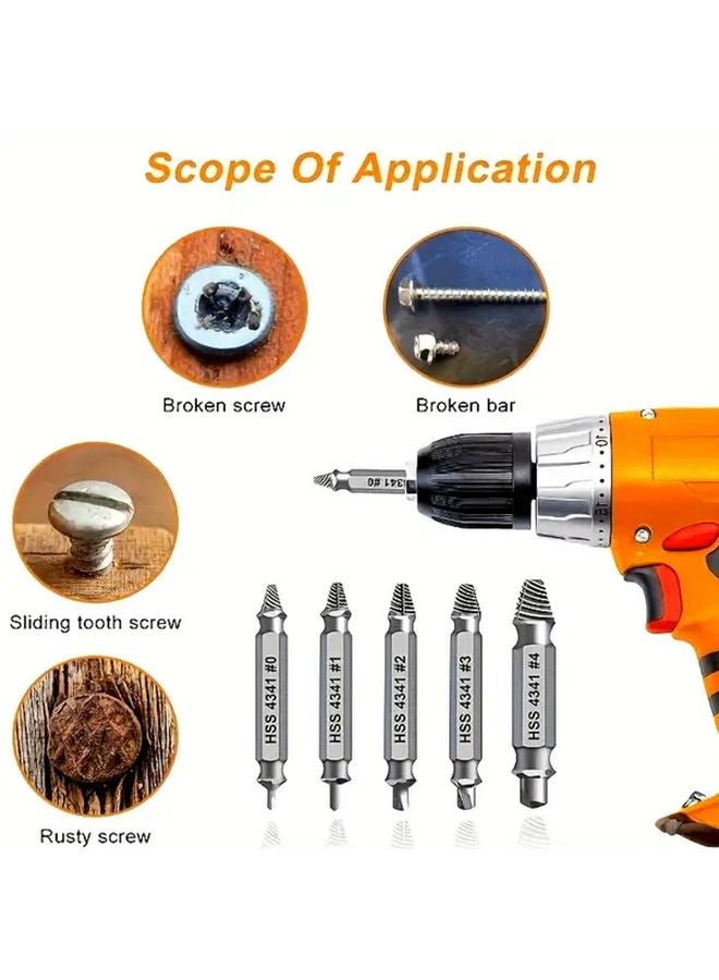 6 Pcs Heavy Duty High Speed Steel Double Ended Screw Extractor Tool Kit - Image 4