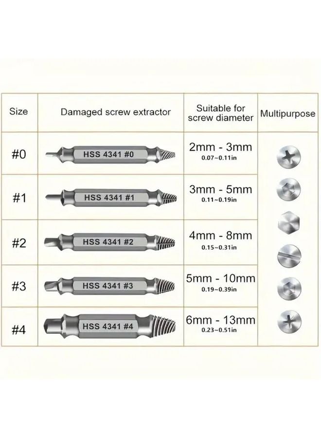 6 Pcs Heavy Duty High Speed Steel Double Ended Screw Extractor Tool Kit - Image 5