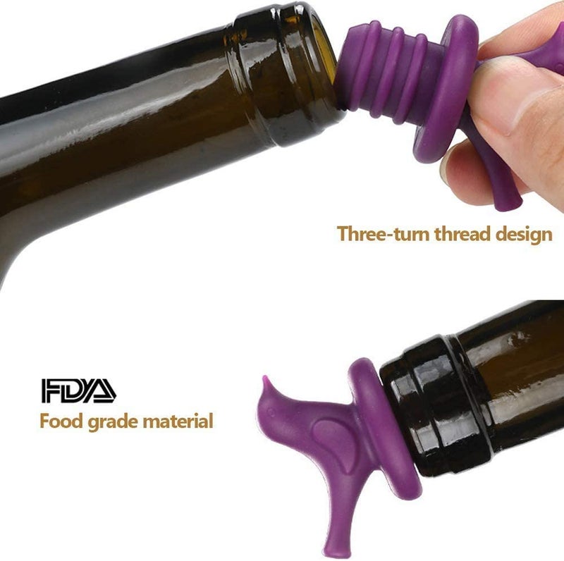 Kunya® Pack of 2 Wine Bottle Stopper Silicone Wine Bottle Sealer Rubber Wine Saver for Bar, Kitchen, Holiday Party, Wedding - Image 2