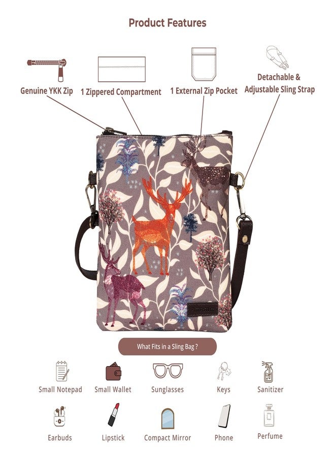 Fatfatiya Deer & Forest Print Mini Sling Bag - Nature-Inspired, Compact & Handcrafted | Vegan Leather - Image 5