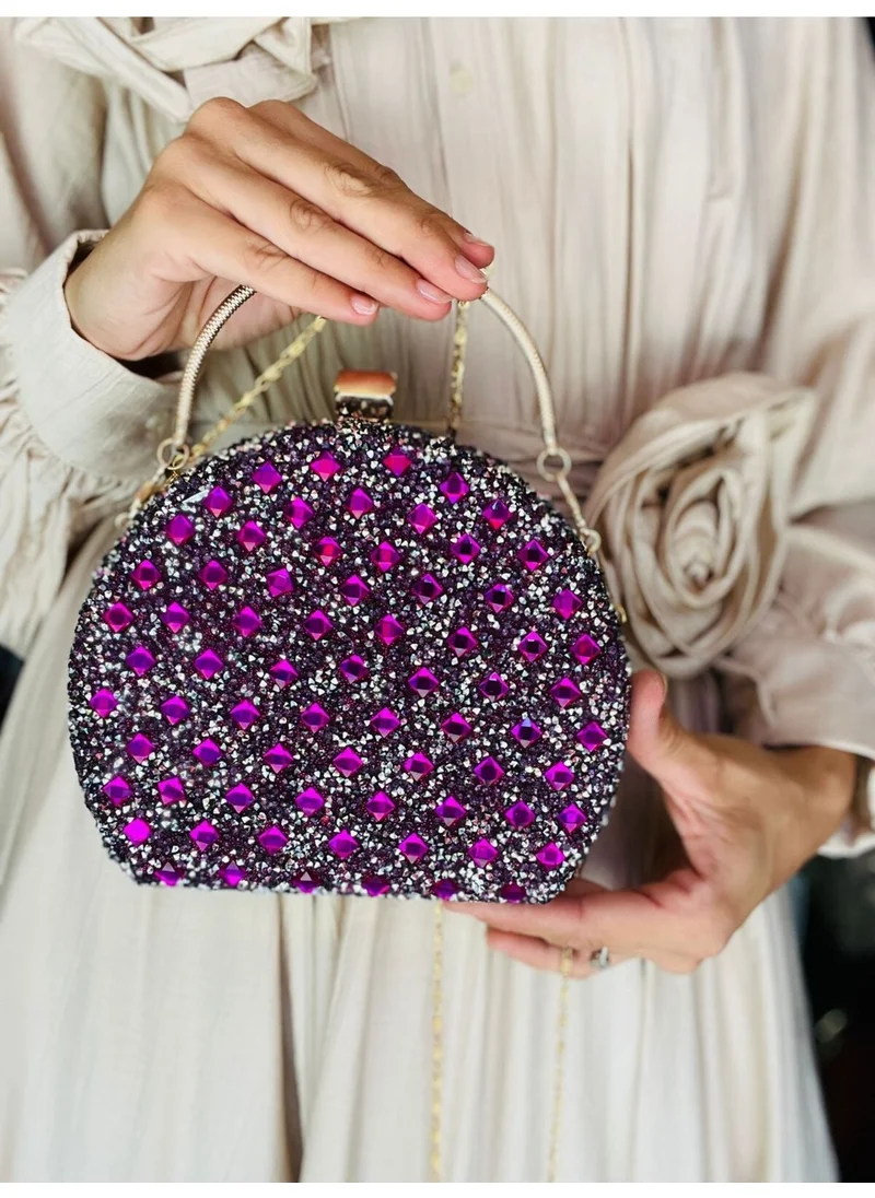 Çanta Trend Bag Trend Diamond Crystal Stone Chain Strap Medium Size Evening Bag