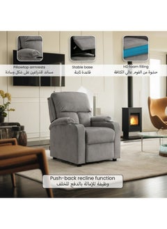 Micasa Elegant and Modern Design Recliner Chair with Push Back Grey 101 x 87 x 78 cm SX-8147 GREY  - Image 4