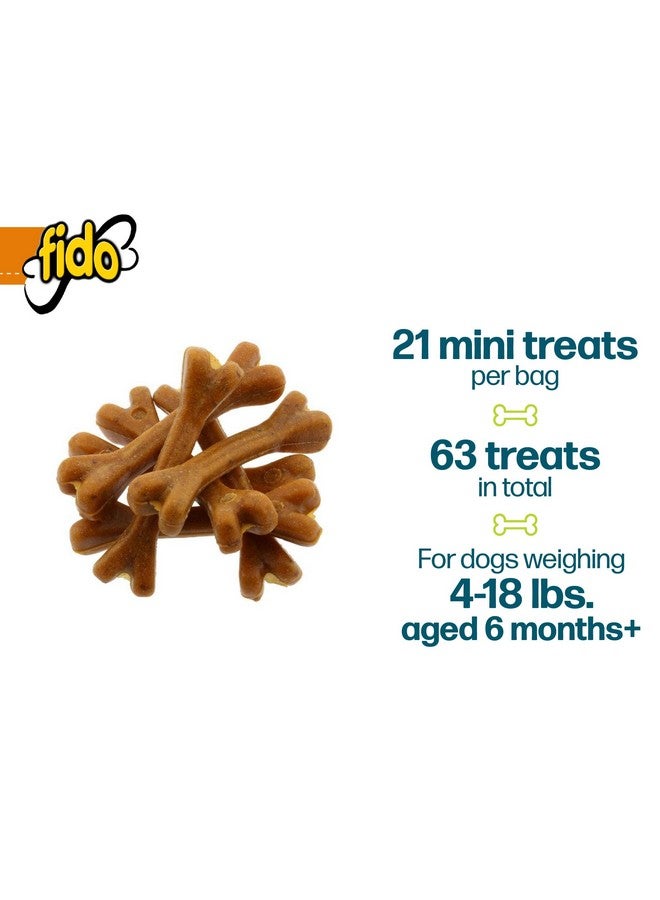 Fido Naturals Doozie Bones Dental Care Treat for Dogs, Peanut Flavored, Made with Sunflower, Chia, & Flax Seeds-Naturally Freshens Breath, Reduces Plaque & Whitens Teeth 21ct - Mini Treats (Pack of 3) - Image 2