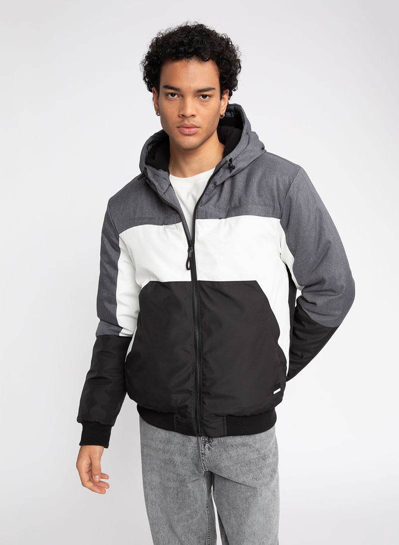 DeFacto Water-Repellent Slim Fit Hooded Polar Lined Jacket  - Image 1