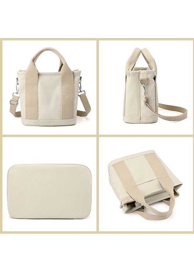 Women Canvas Tote Bag Travel Handbag Shoulder Bag with Zipper Crossbody Bag for Office Travel School - Image 5