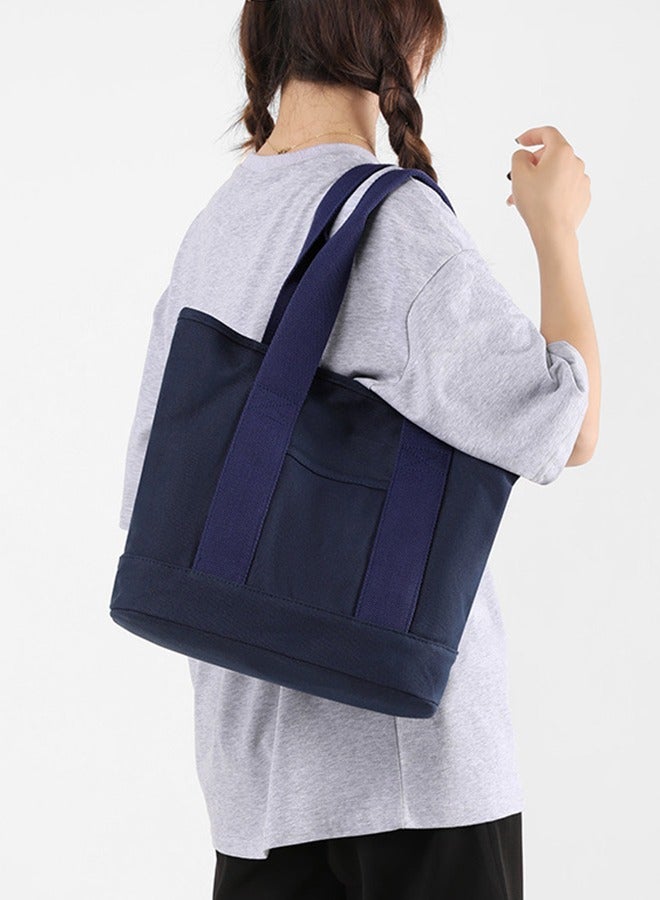 Women Canvas Tote Bag Travel Handbag Shoulder Bag with Zipper Crossbody Bag for Office Travel School - Image 3