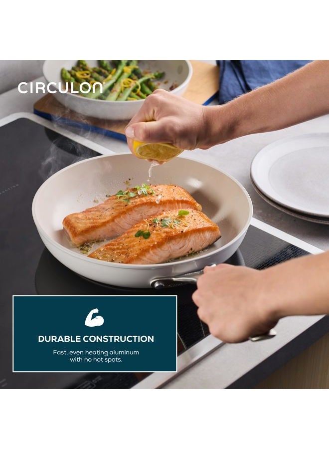Circulon Halo with LaserDefense Ceramic Nonstick Frying Pan, Compatible with All Stovetops, Dishwasher and Oven Safe, 10 Inch Skillet - Pearl White - Image 4