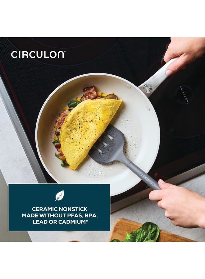 Circulon Halo with LaserDefense Ceramic Nonstick Frying Pan, Compatible with All Stovetops, Dishwasher and Oven Safe, 10 Inch Skillet - Pearl White - Image 5