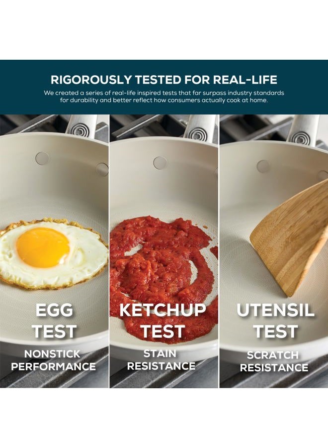 Circulon Halo with LaserDefense Ceramic Nonstick Frying Pan, Compatible with All Stovetops, Dishwasher and Oven Safe, 10 Inch Skillet - Pearl White - Image 3