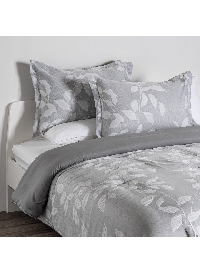 Cottage طقم لحاف سوبر كينج جاكار 3 قطع 260*250 سم، رمادي - Image 1