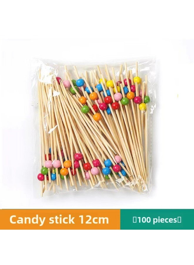 Fruit Stakes Bamboo Stakes Disposable Fruit Fork Hamburger Sushi Stakes Sushi Stakes String Stakes Flower Stakes Sugar-Coated Berry Stakes-Specification:Candy Pick 12cm  - Image 1