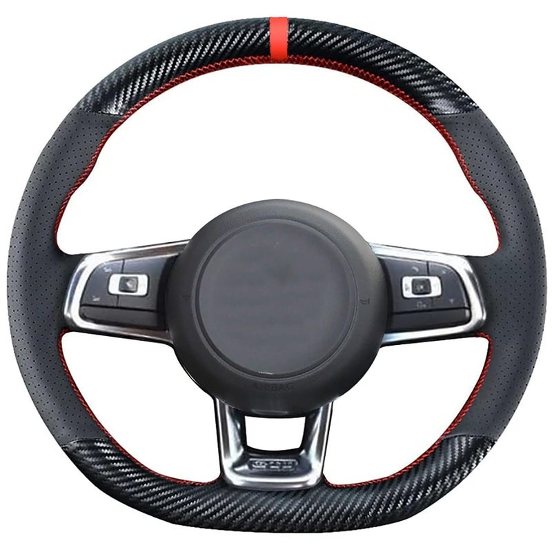 Loncky Auto Custom Fit OEM Black Genuine Leather Suede Steering Wheel Covers for Volkswagen Jetta GLI 20152021 VW Golf R 20152019 VW Golf 7 MK7 Golf GTI 20152021 Accessories