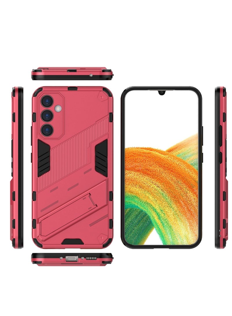 Punk Armor 2 in 1 PC Tpu Shockproof Phone Case with Invisible Holder For Samsung Galaxy A14 (watermelon) - Image 4