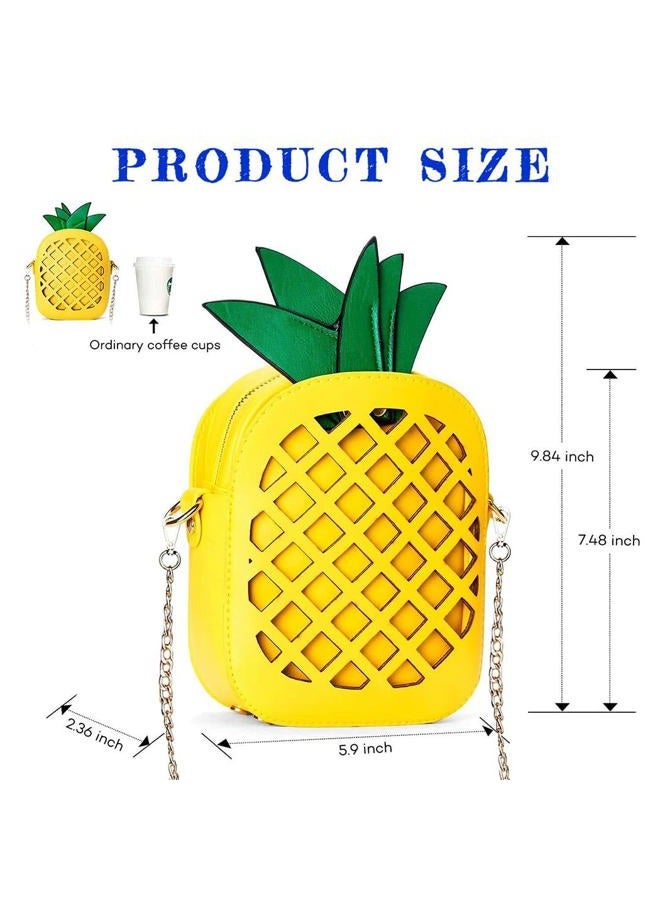 yuboo Women's Pineapple Purse, Summer Fall Girl‘s Yellow Crossbody Shoulder Bag for Hawaiian Accessories for Women& Tropical Party Decorations, Yellow, One_Size, Tropical Purse - Image 5