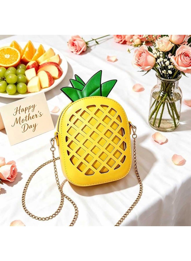 yuboo Women's Pineapple Purse, Summer Fall Girl‘s Yellow Crossbody Shoulder Bag for Hawaiian Accessories for Women& Tropical Party Decorations, Yellow, One_Size, Tropical Purse - Image 3