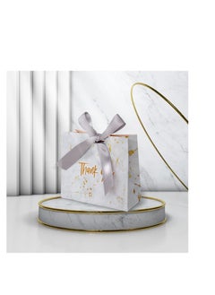 Y&D Thank You Gift Bags Boxes, Party Favor Small Treat Boxes with Grey Bow Ribbon, Paper Bulk for Wedding Baby Shower Business Supplies Marble Pattern 30Pcs  - Image 4